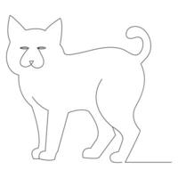 continu un ligne chat contour vecteur art main dessin