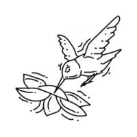 icône d'oiseau de jardinage. jeu d'icônes dessinées à la main, contour noir, vecteur