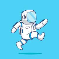 mignonne astronaute sauter dessin animé vecteur icône mascotte illustration. futuriste La technologie personnage concept.