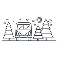 auto voyage par le Noël arbre forêt. isolé illustration sur blanche. des loisirs dans nature, tourisme vecteur
