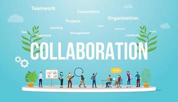 concept d'entreprise de collaboration avec des gens d'équipe travaillant vecteur