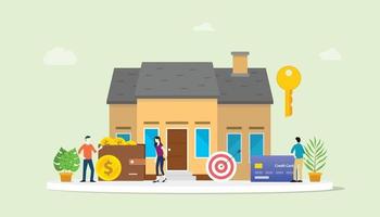 prêt hypothécaire ou achat immobilier avec des personnes vecteur