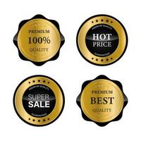 insignes de sceau d'or de luxe et étiquettes produit de qualité de vente. illustration vectorielle vecteur