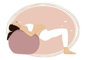 Enceinte femme Faire yoga. Enceinte femme dans le Contexte. vecteur illustration