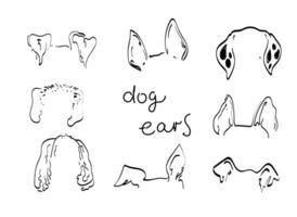 oreilles de chien de compagnie contour dessin doodle sketh vecteur icône illustration