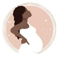 mère et enfant. silhouette de une Enceinte femme avec une enfant dans sa utérus. vecteur illustration