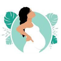 mère et enfant. silhouette de une Enceinte femme avec une enfant dans sa utérus. vecteur illustration