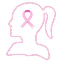 tête de femme avec ruban rose à l'intérieur. concept de cancer du sein vecteur