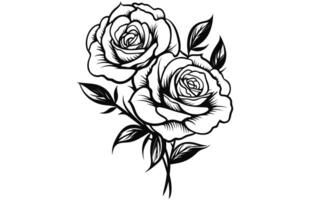 minable élégant des roses collection dans noir et blanc, décoratif élément avec contour des roses. vecteur