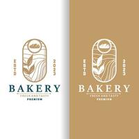 pain logo, vieux rétro ancien style boulangerie magasin conception, vecteur blé pain Facile trembler illustration