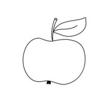 Pomme main tiré ligne icône, contour fruit vecteur signe, linéaire style pictogramme isolé sur blanche. symbole, logo illustration. modifiable accident vasculaire cérébral. pixel parfait griffonnage graphique