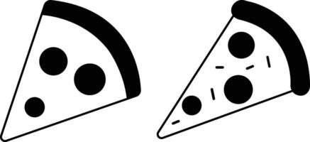 Pizza pièce plat ligne noir Icônes ensemble. vecteur mince signe de italien vite nourriture café logo. pizzeria pouvez être utilisé pour numérique produit, présentation, impression conception et plus