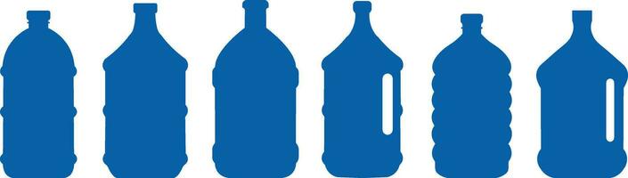 Plastique bouteille bleu icône ensemble. vecteur plat style signe . récipient l'eau bouteille pour sport. Naturel et en bonne santé mode de vie concept l'eau embouteillée récipient liquide