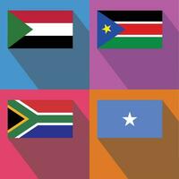 Somalie, Sud Afrique, Sud Soudan, Soudan drapeau vecteur