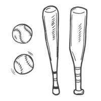 vecteur esquisser base-ball chauve souris et base-ball balle. vecteur base-ball chauve souris griffonnage illustration