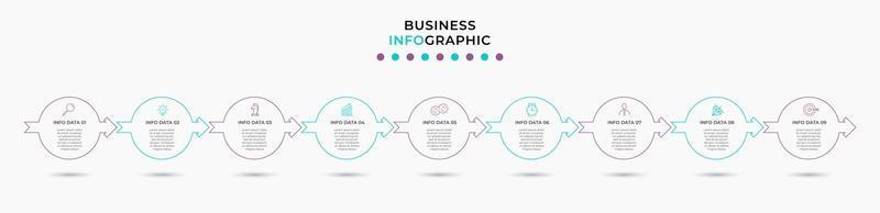 modèle d'entreprise de conception infographique avec des icônes et 9 options ou étapes vecteur