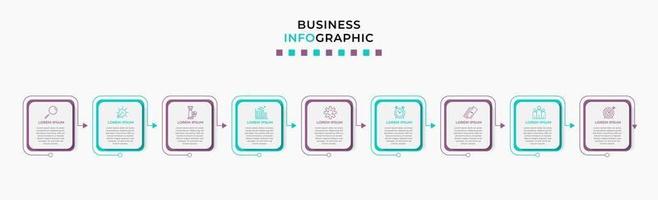 modèle d'entreprise de conception infographique avec des icônes et 9 options ou étapes vecteur