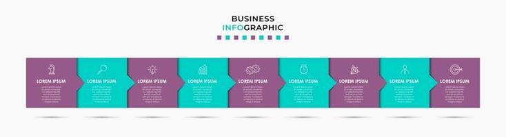 modèle d'entreprise de conception infographique avec des icônes et 9 options ou étapes vecteur