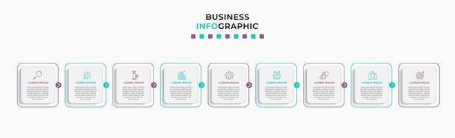 modèle d'entreprise de conception infographique avec des icônes et 9 options ou étapes vecteur