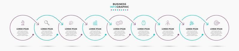 modèle d'entreprise de conception infographique avec des icônes et 9 options ou étapes vecteur