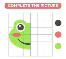 Achevée le image de mignonne dessin animé grenouille. éducatif feuilles de travail pour enfants. vecteur