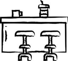 café compteur main tiré vecteur illustration