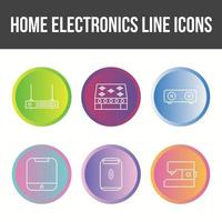 jeu d'icônes de ligne d'électronique domestique unique vecteur