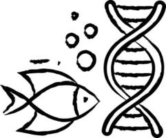 poisson ADN main tiré vecteur illustration