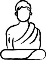 bouddhiste moine main tiré vecteur illustration