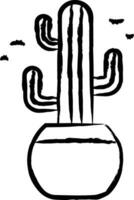 cactus plante main tiré vecteur illustration