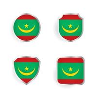 collection d'insignes et d'étiquettes de pays mauritanie vecteur