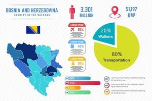 modèle infographique de carte colorée de bosnie-herzégovine vecteur