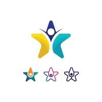 icône de personnes et création de logo vectoriel de groupe de travail en étoile pour l'entreprise