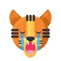 tigre pleurant expression mignon drôle emoji vecteur