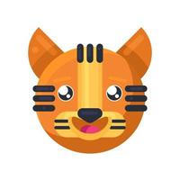 tigre heureux yeux expression drôle emoji vecteur