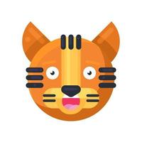 tigre souriant avec des dents vecteur emoji mignon drôle