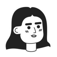 sur de soi milieu est Jeune adulte femme noir et blanc 2d vecteur avatar illustration. turc femme contour dessin animé personnage visage isolé. brunette plat utilisateur profil image, portrait femelle