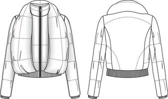 illustration technique de manteau de plume de mode. croquis plat modifiable vecteur