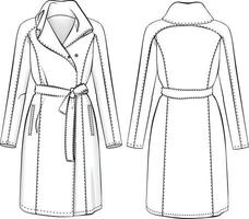 illustration technique de manteau de laine. croquis de mode plat outwear vecteur