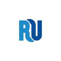 lettre ru bleu courbes géométrique logo vecteur