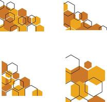 hexagonal coin forme avec branché conception. vecteur illustration ensemble.