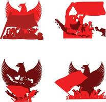 Indonésie indépendance journée pour Contexte modèle. vecteur illustration ensemble.