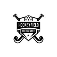 illustration de conception d'icône de logo de bouclier de terrain de hockey vecteur