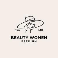 les femmes de beauté portent un chapeau premium logo vintage vecteur