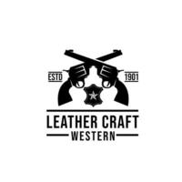 conception d'icône de logo d'artisanat en cuir vecteur