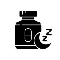 pilules pour l'insomnie icône glyphe noir vecteur