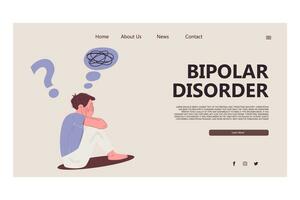 atterrissage page bipolaire désordre. homme psychologie concept vecteur