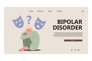 atterrissage page bipolaire désordre. femme psychologie concept vecteur