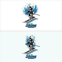 ensemble de ski sport Jeux badge conception vecteur