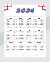 Nouveau année 2024 calendrier vecteur illustration